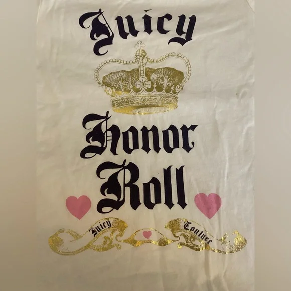 Juicy Couture Vintage Girls-Kids White Tee with Gold and Pink Accents Size Med - Picture 8 of 9